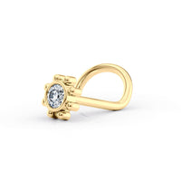 14K Cubic Zirconia Sunflower Curved Nose Ring - 20G