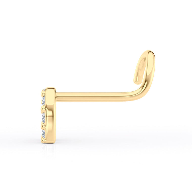 14K Horseshoe Cubic Zirconia Curved Nose Ring - 20G