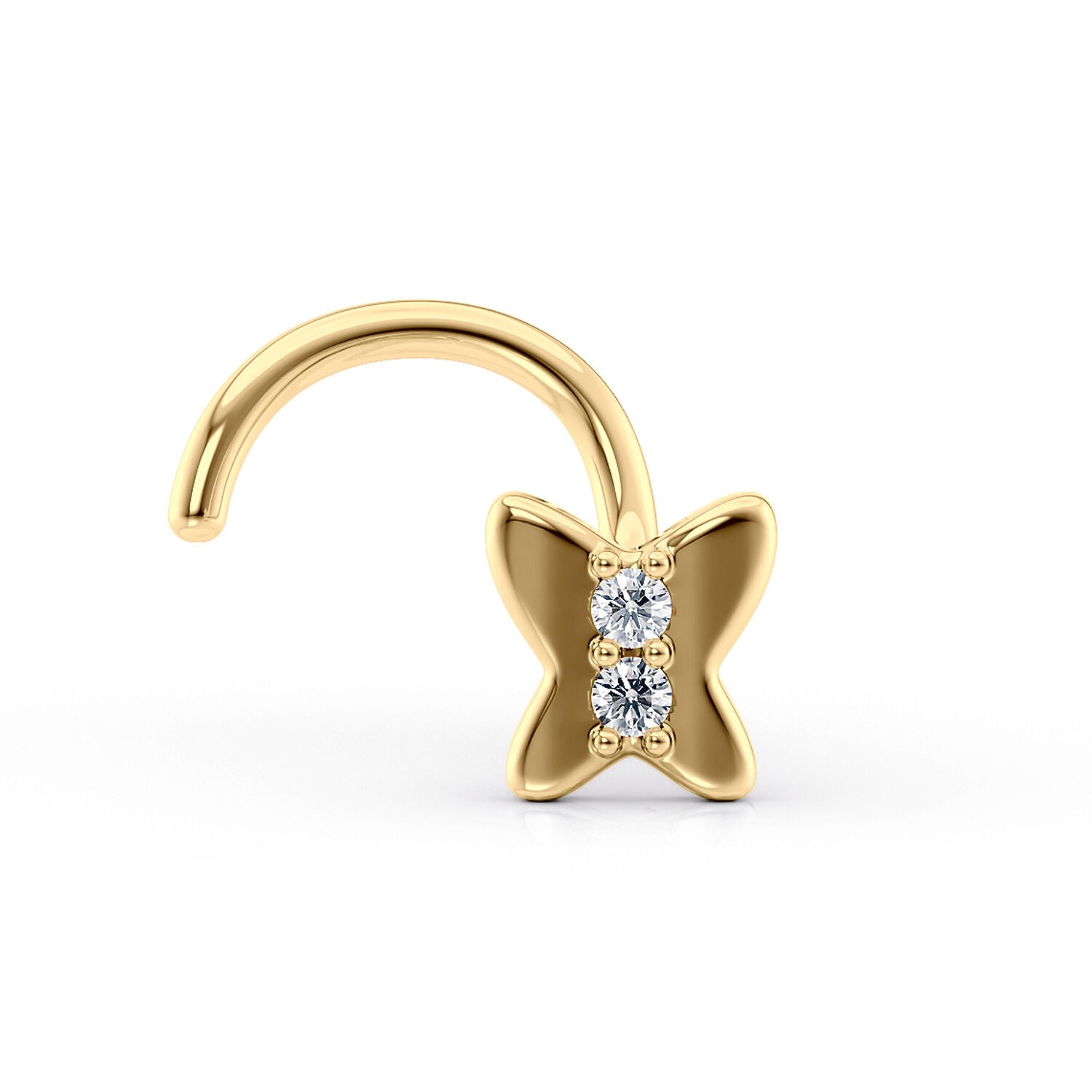 14K Cubic Zirconia Butterfly Curved Nose Ring - 20G