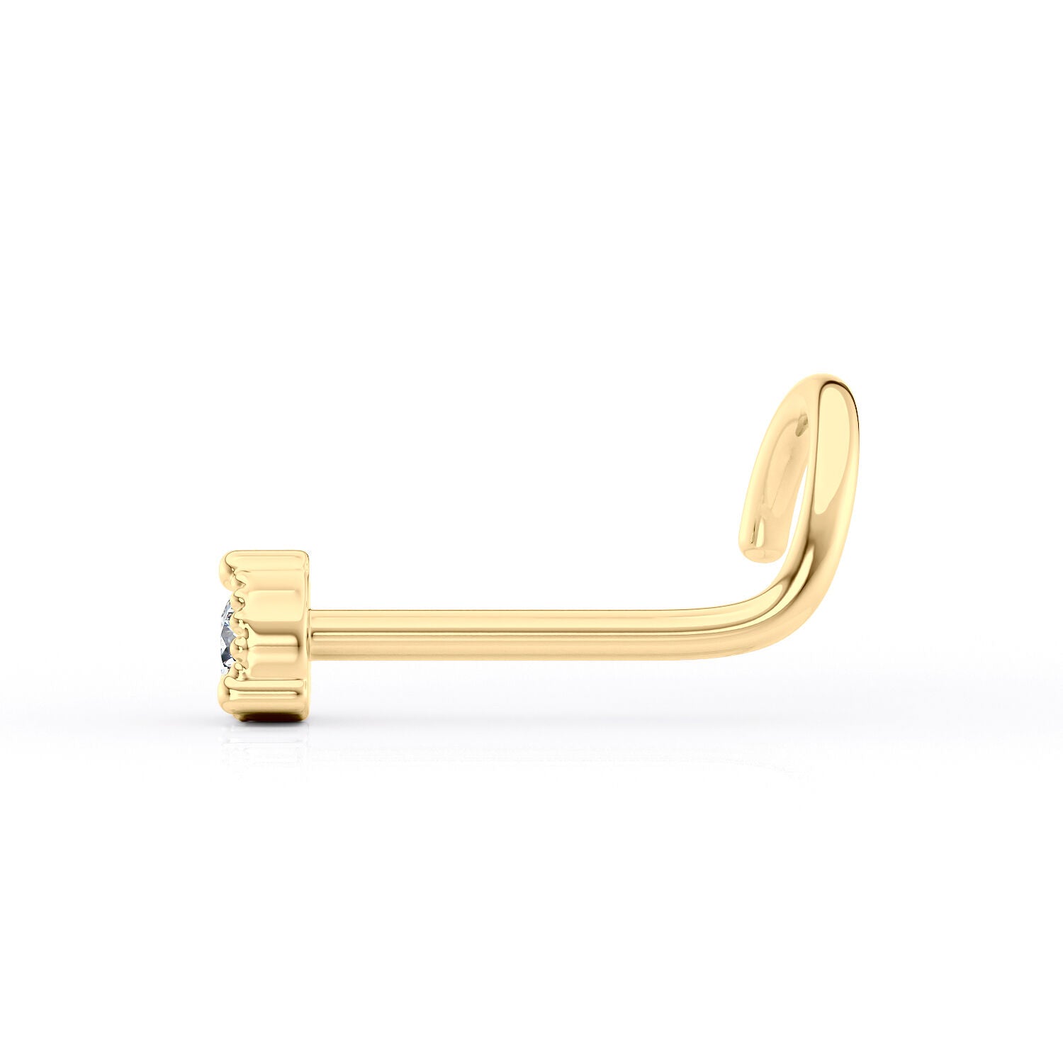 14K Cubic Zirconia Curved Nose Ring - 20G