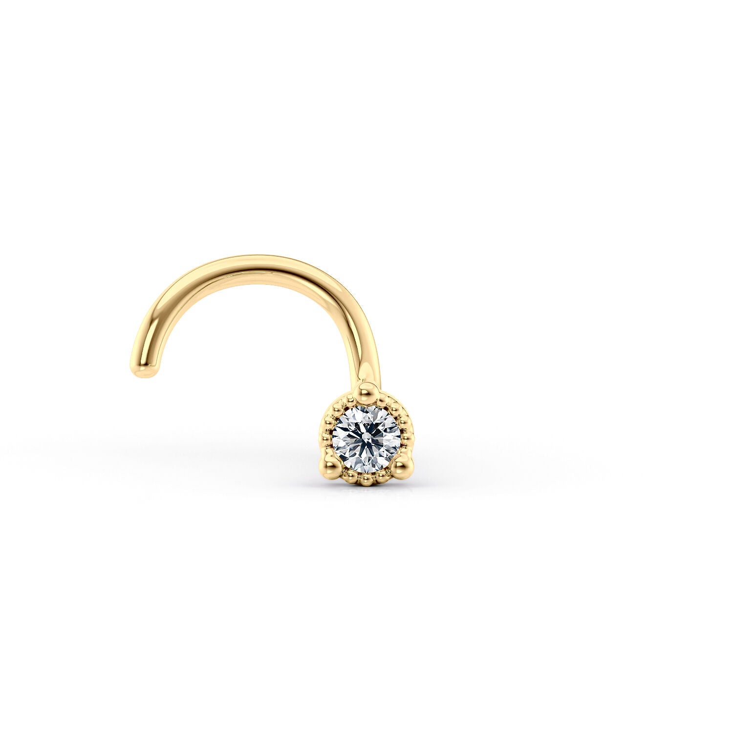 14K Cubic Zirconia Curved Nose Ring - 20G