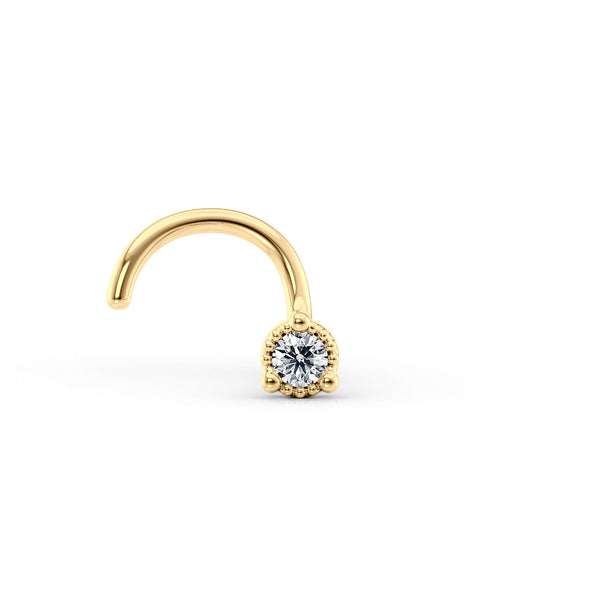 14K Cubic Zirconia Curved Nose Ring - 20G