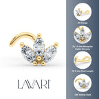 14K Cubic Zirconia Curved Nose Ring - 20G