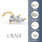 14K Cubic Zirconia Curved Nose Ring - 20G