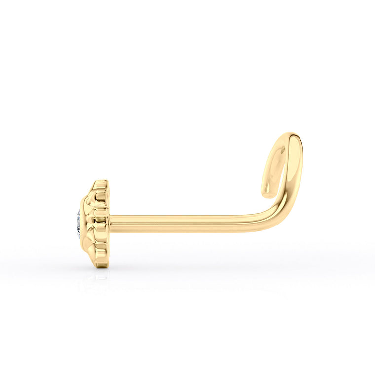 14K Cubic Zirconia Sun Curved Nose Ring - 20G
