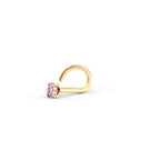 14K Crystal Curved Nose Ring - 20G
