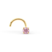 14K Crystal Curved Nose Ring - 20G