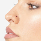 14K Red Crystal Curved Nose Ring - 20G