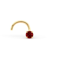 14K Red Crystal Curved Nose Ring - 20G