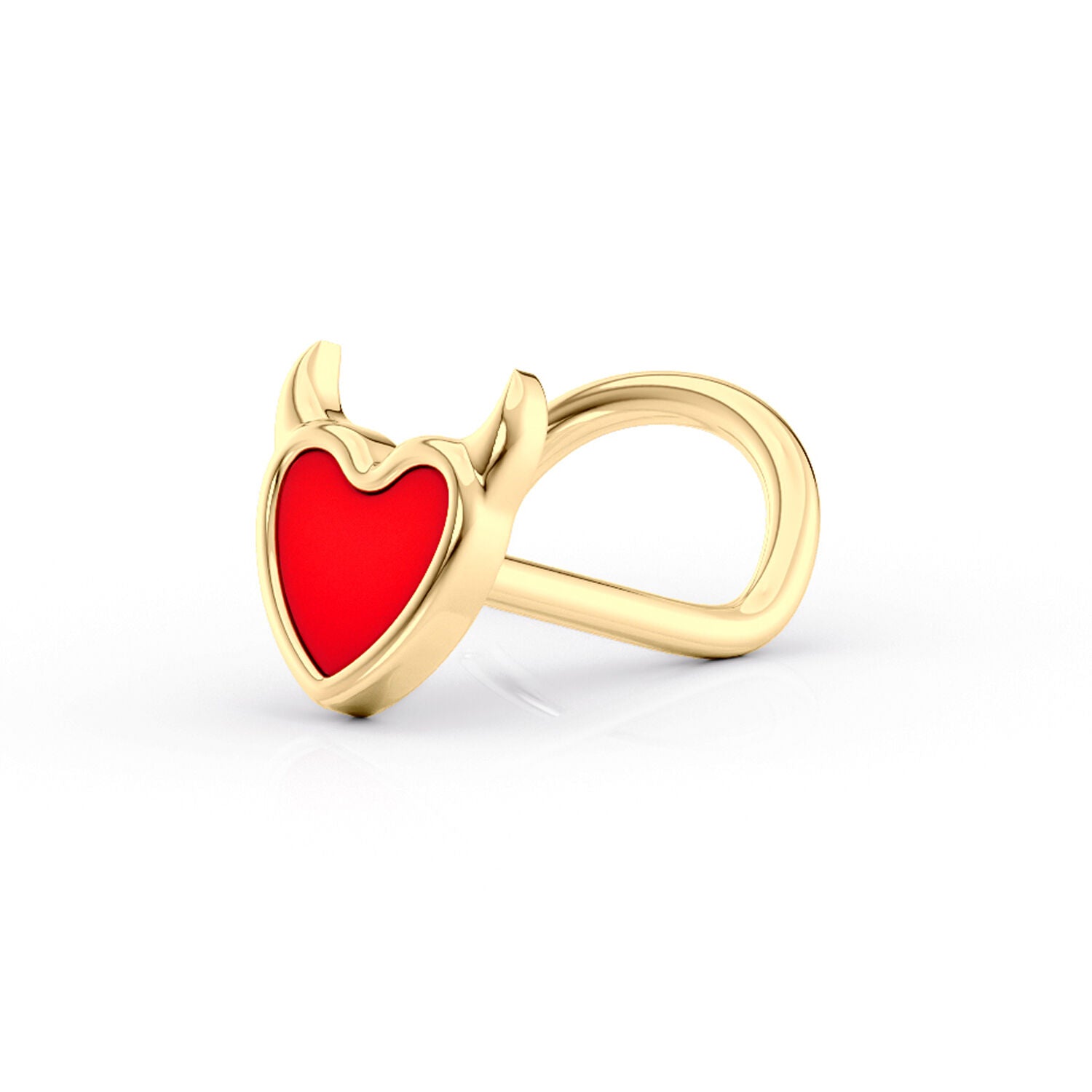 14K Devil Heart Nose Ring - 20G