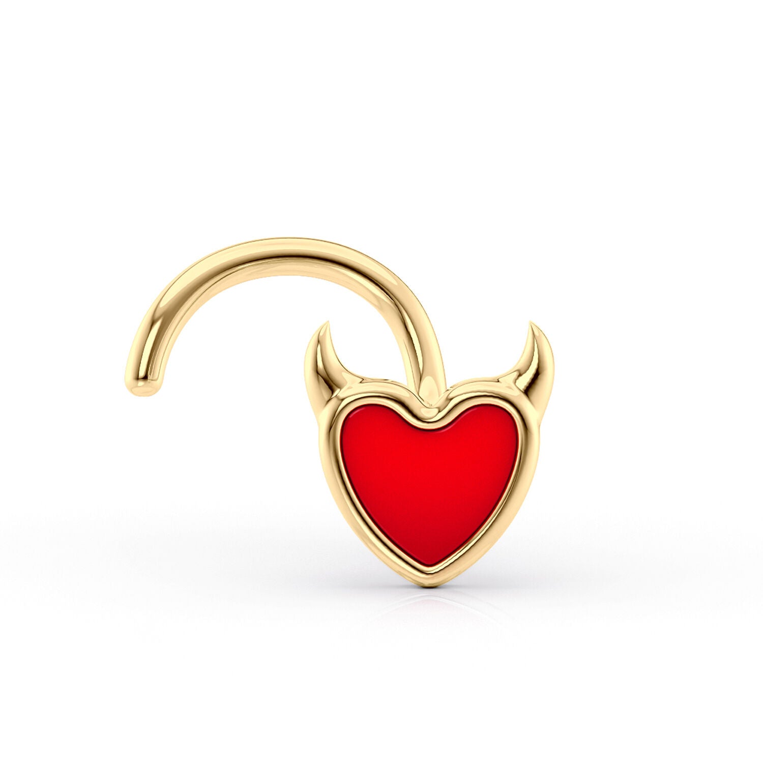14K Devil Heart Nose Ring - 20G