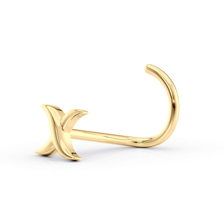 14K X Curved Nose Ring - 20G