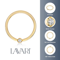 Swarovski Crystal Captive Bead Nipple Hoop - 14G