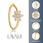 14K Gold 0.07 Carat Lab Grown Diamond Nose Hoop - 20G