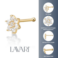 20 G (0.8 mm) Lab Grown Diamond Straight-Stud Nose Ring in 14K Gold