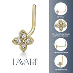 10K Gold Flower 0.04 Carat Lab Grown Diamond Nose Screw - 20G