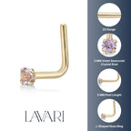 14K L-Shaped Swarovski Nose Stud - 20G