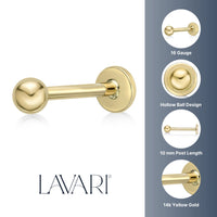 Hollow Ball Labret Stud - 16G