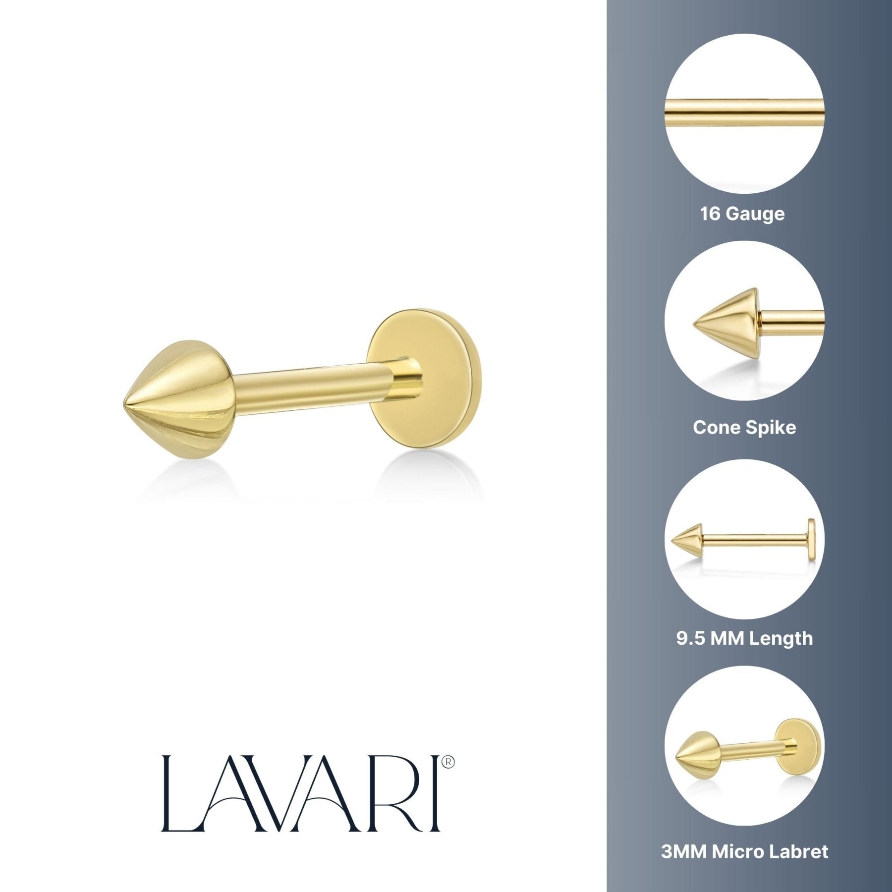 Cone Spike Micro Labret - 16G