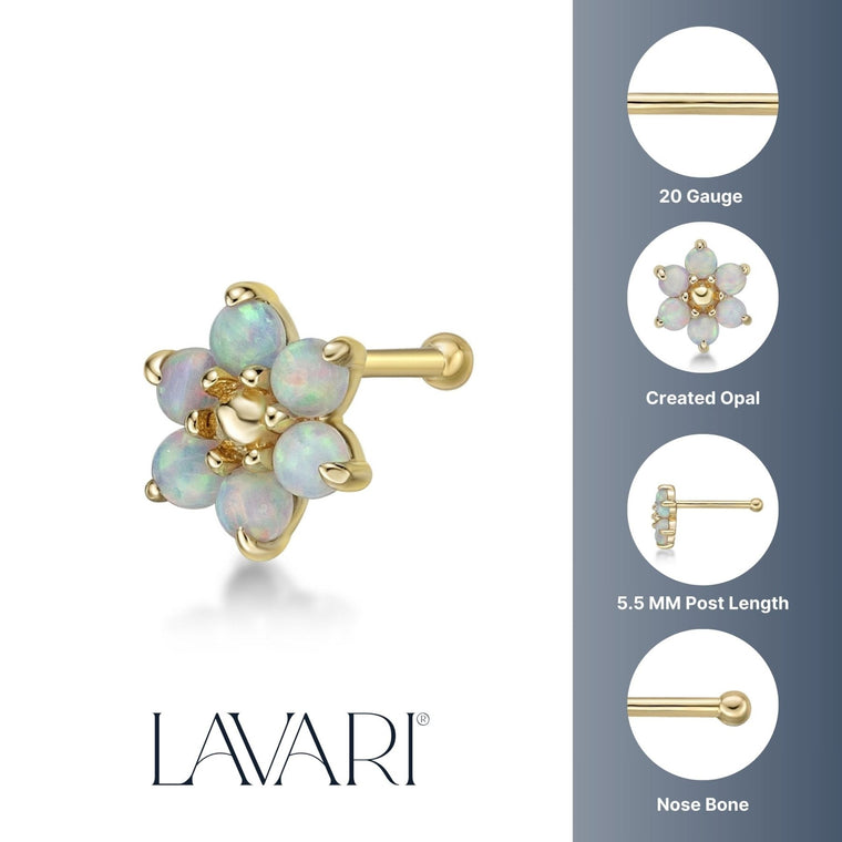 14K Swarovski Crystal Nose Stud - 20G