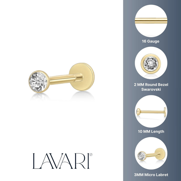 Swarovski Crystal Monroe Labret -16G