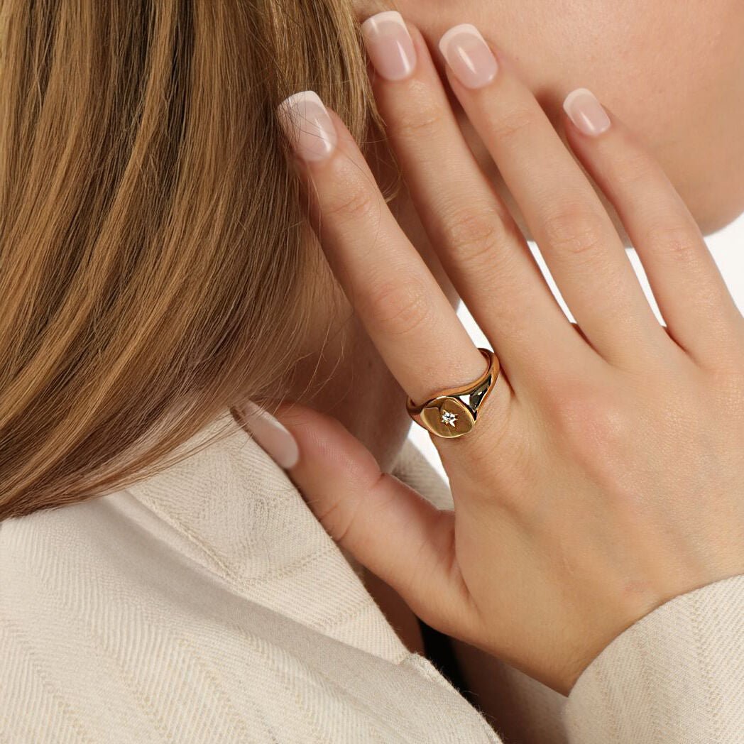 Lab Grown Diamond Star Signet Ring