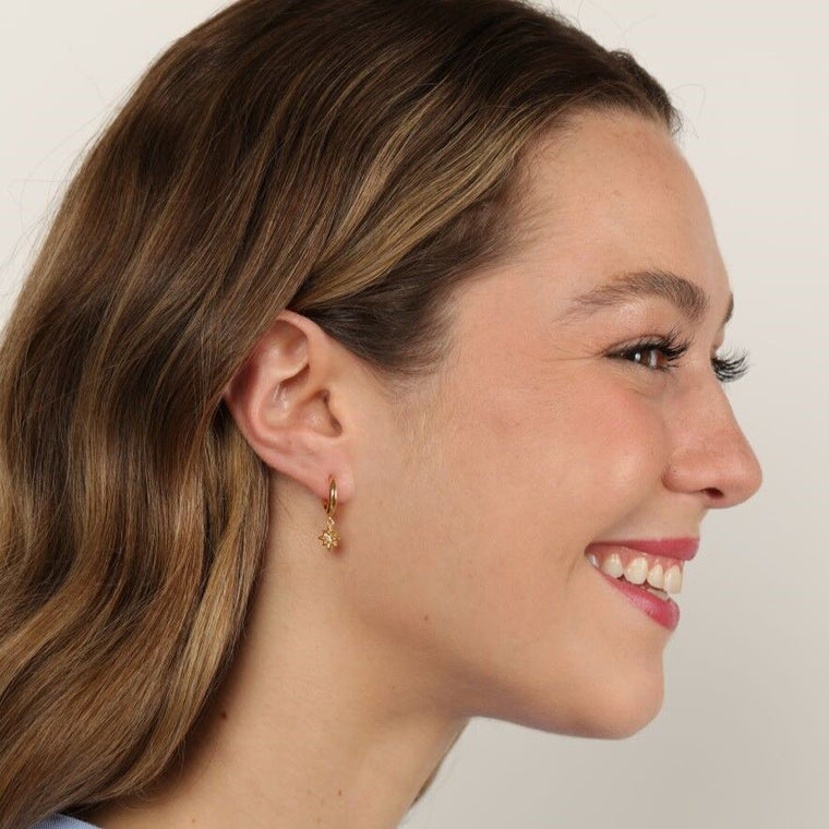 Small Star Dangle Huggie Earrings