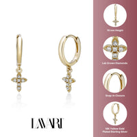 Dangle Cross Huggie Earrings