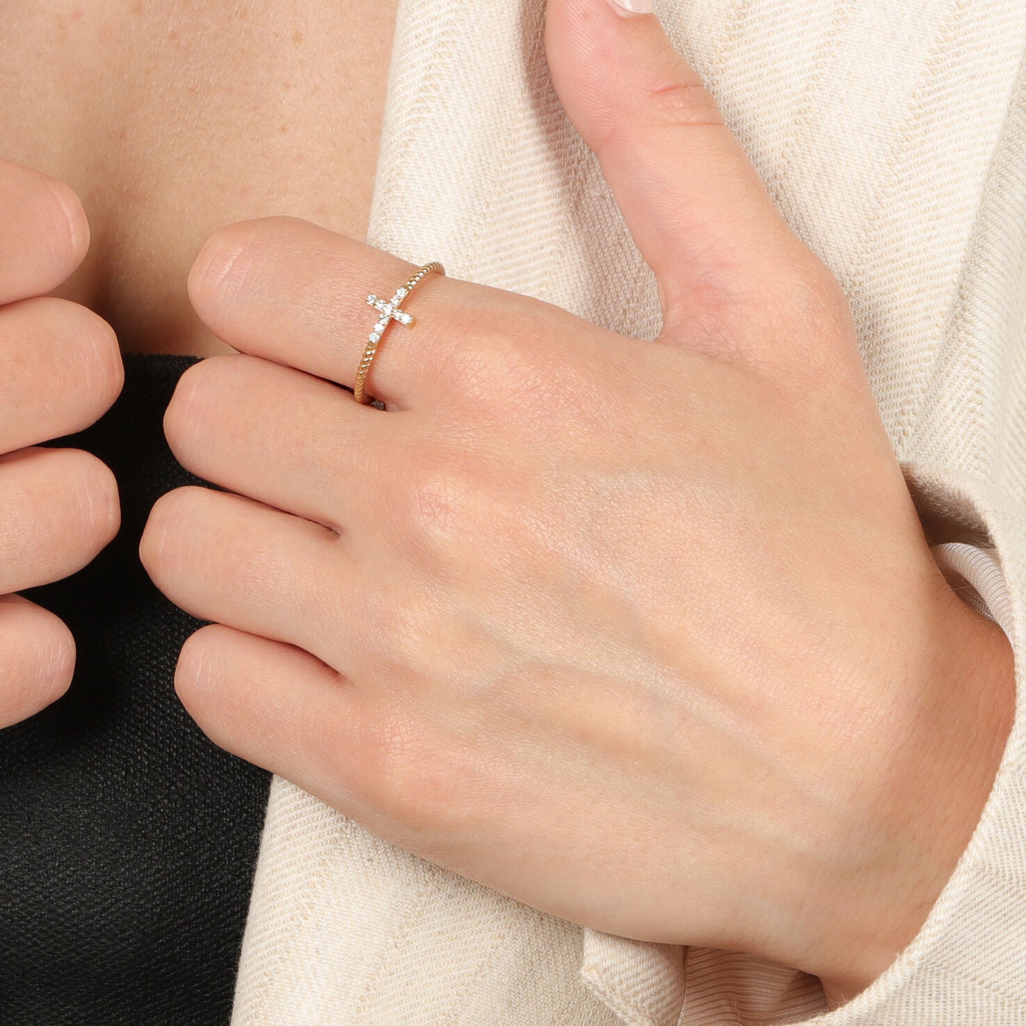 Lab Grown Diamond Cross Ring