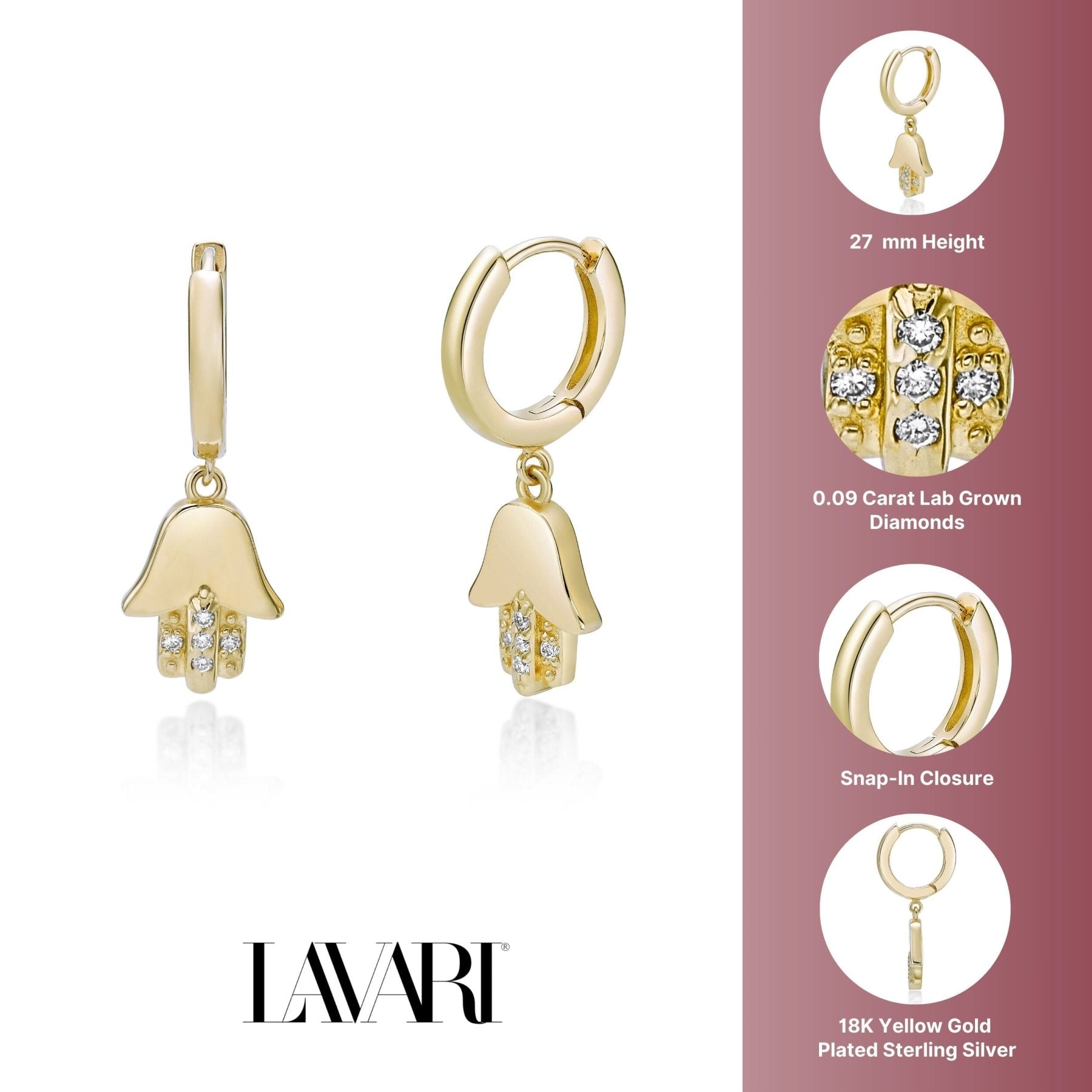 Hamsa Huggie Hoop Earrings