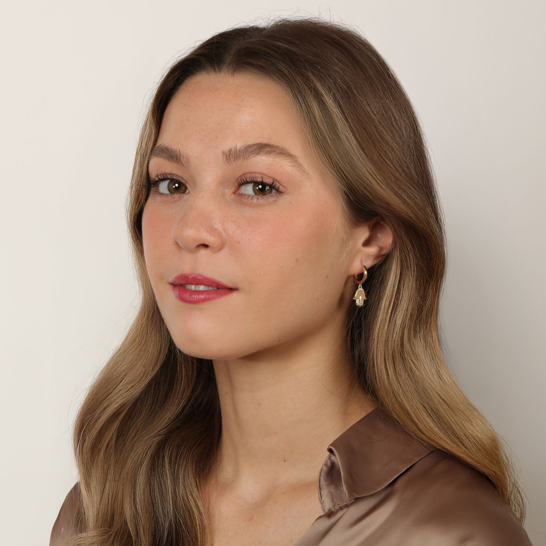 Hamsa Huggie Hoop Earrings