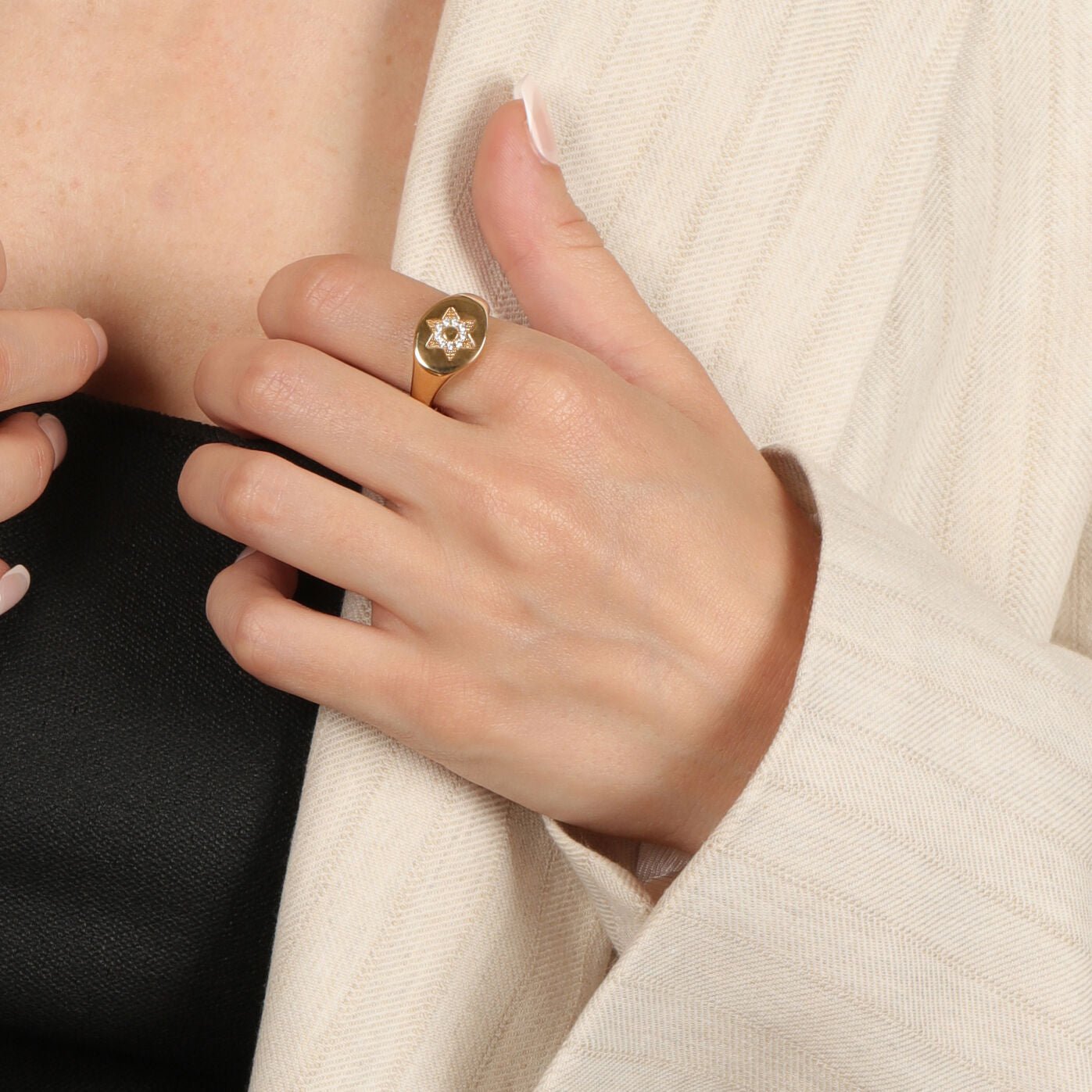 Lab Grown Diamond Star Of David Signet Ring