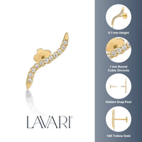 14K Gold Cubic Zirconia Wave Cartilage Earring