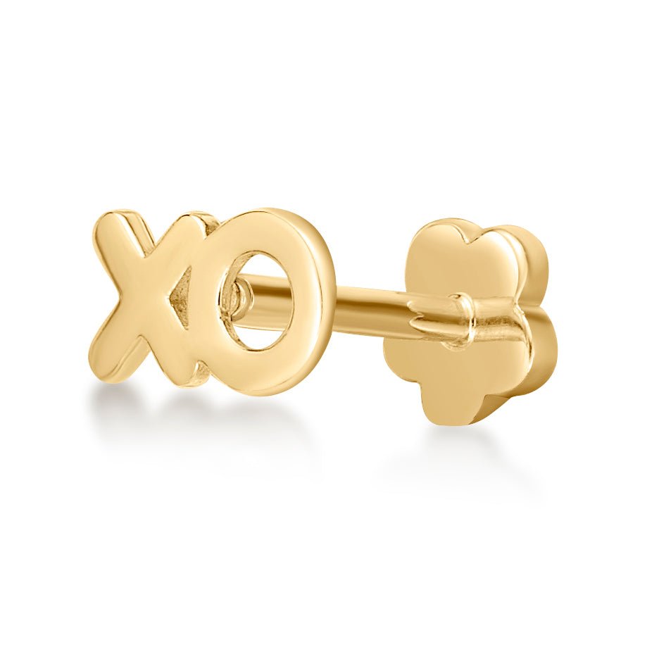 14K Yellow Gold XO Cartilage Earring