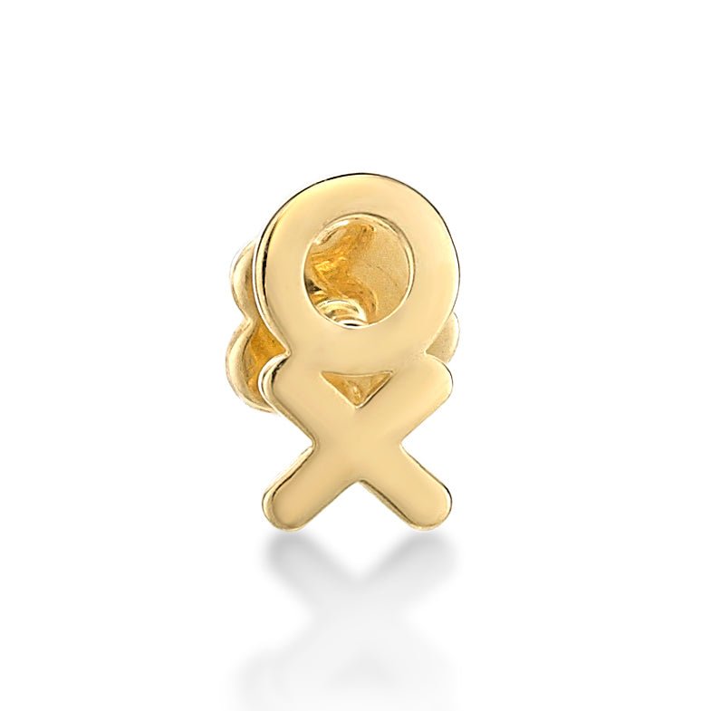 14K Yellow Gold XO Cartilage Earring