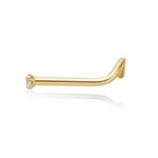 14K Gold Screw Diamond Nose Ring - 22G