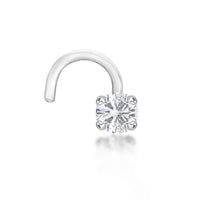 14K Gold Screw Diamond Nose Ring - 22G