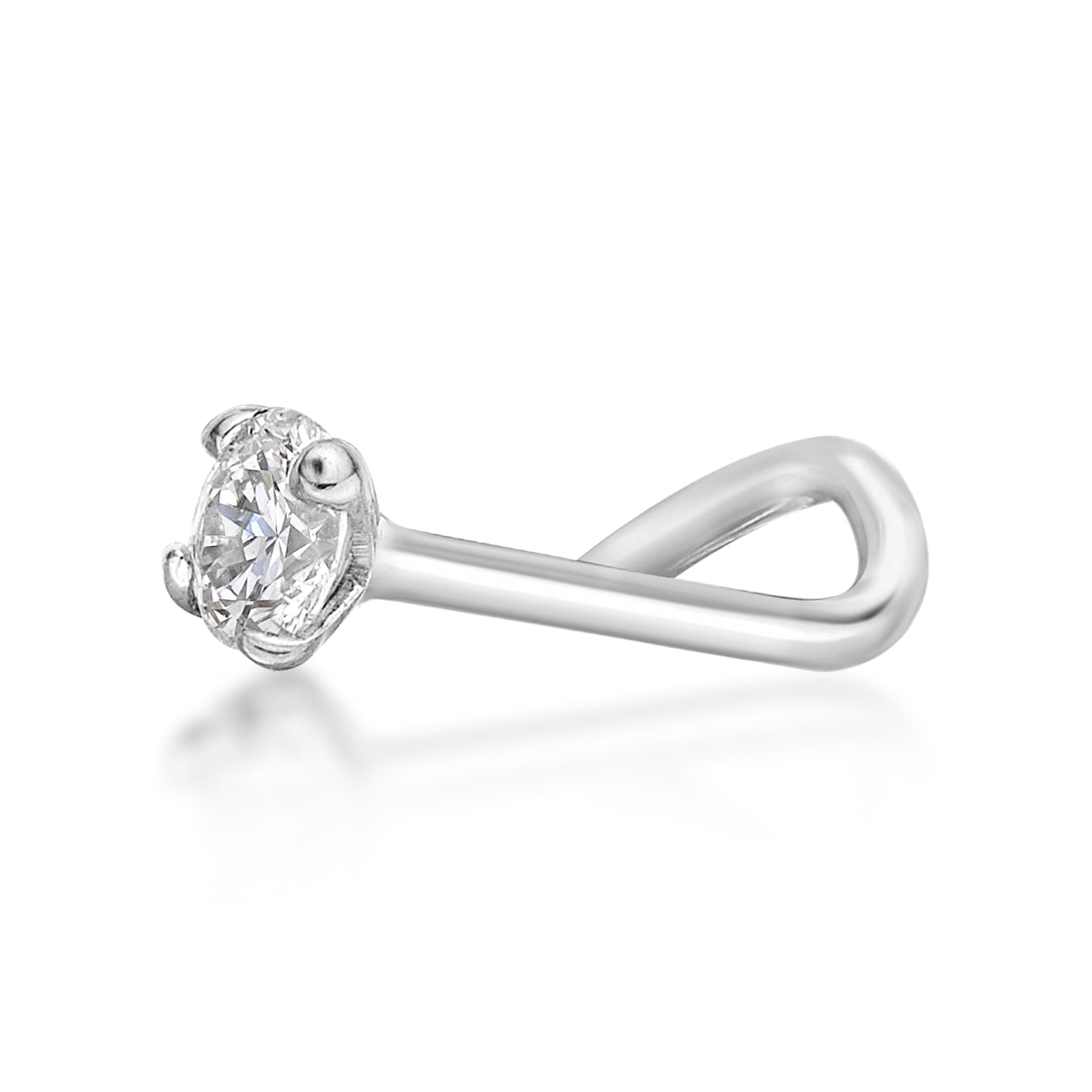 14K Gold Screw Diamond Nose Ring - 22G