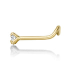 14K Gold Screw Diamond Nose Ring - 22G