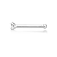 14K Gold Straight Bone Diamond Nose Stud - 22G