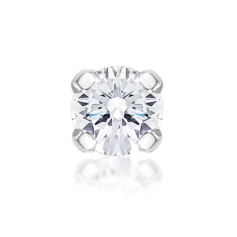14K Gold Straight Bone Diamond Nose Stud - 22G