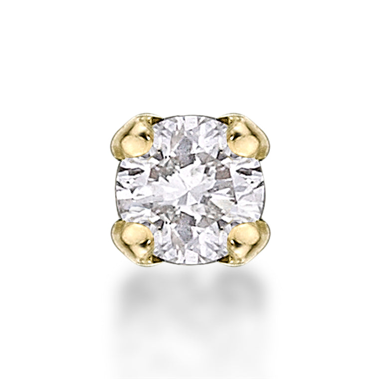 14K Gold Straight Bone Diamond Nose Stud - 22G
