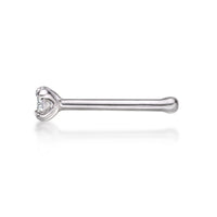 14K Gold Straight Bone Diamond Nose Stud - 22G