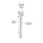 14K Gold Straight Bone Diamond Nose Stud - 22G