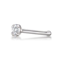14K Gold Straight Bone Diamond Nose Stud - 22G