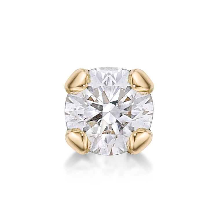 14K Gold Straight Bone Diamond Nose Stud - 22G