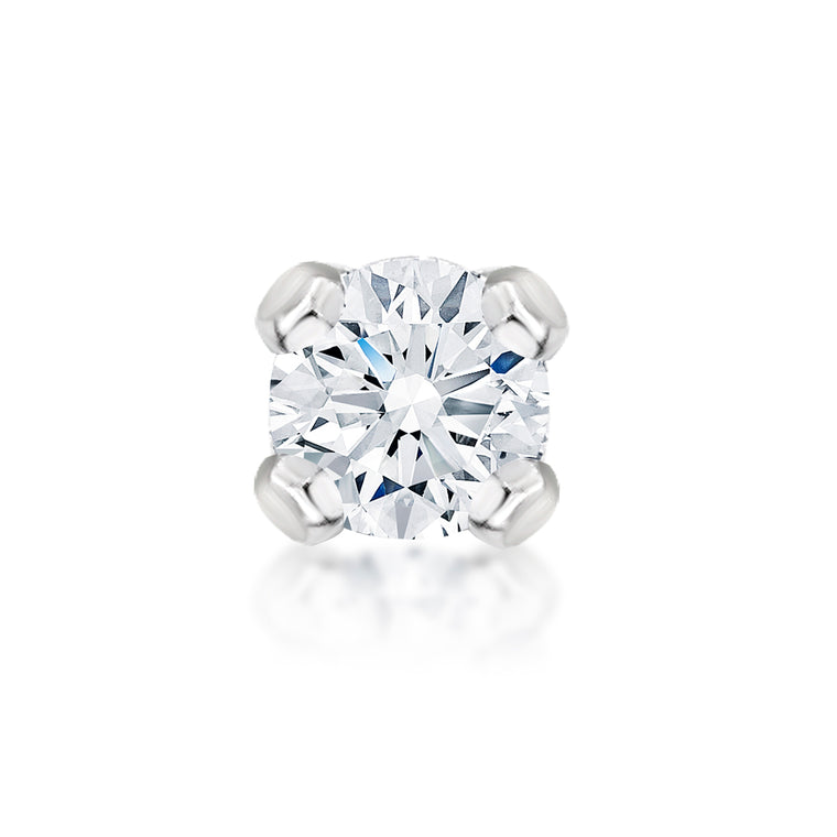 14K Gold Straight Bone Diamond Nose Stud - 22G