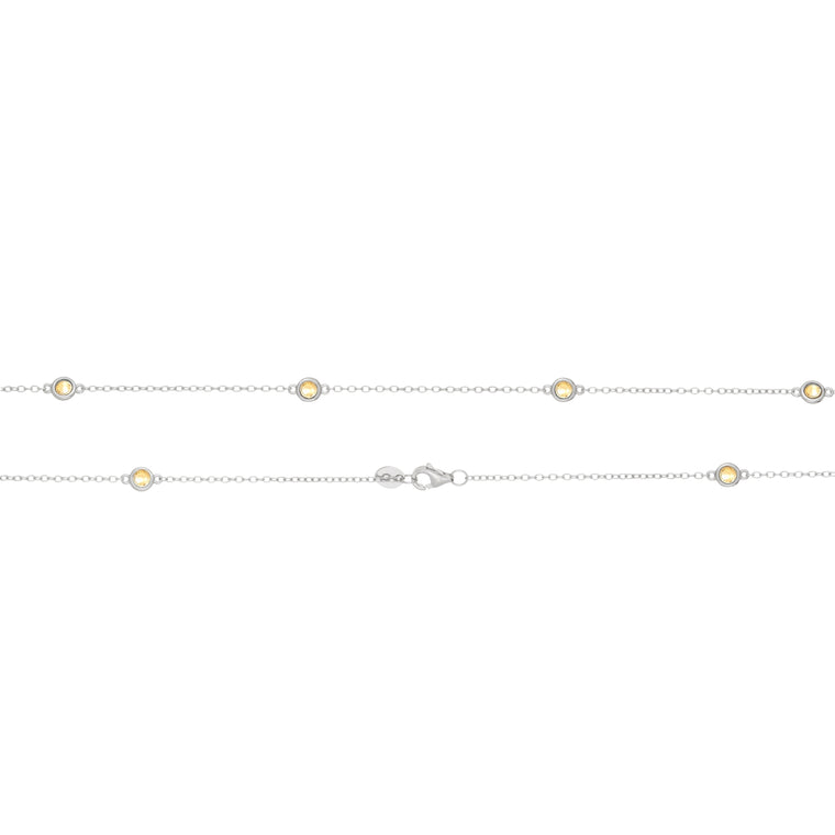 Birthstone Station Necklace in Sterling Silver