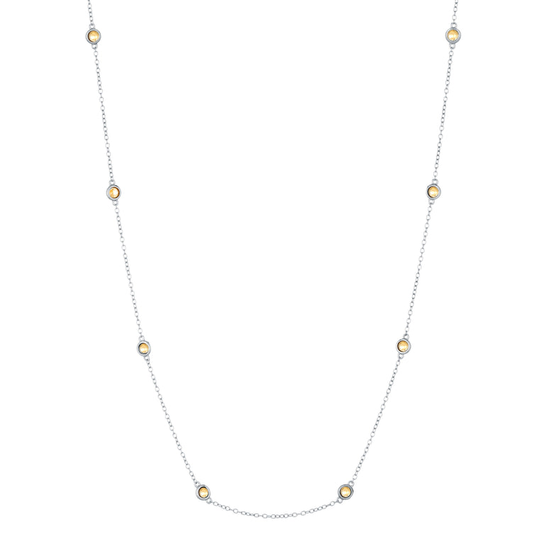 Birthstone Station Necklace in Sterling Silver