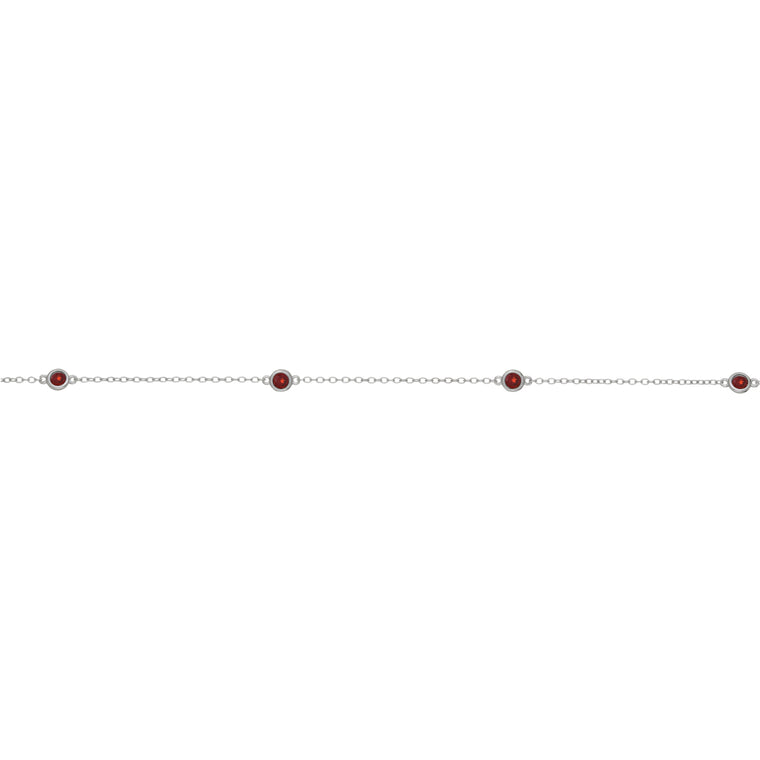 Birthstone Station Necklace in Sterling Silver